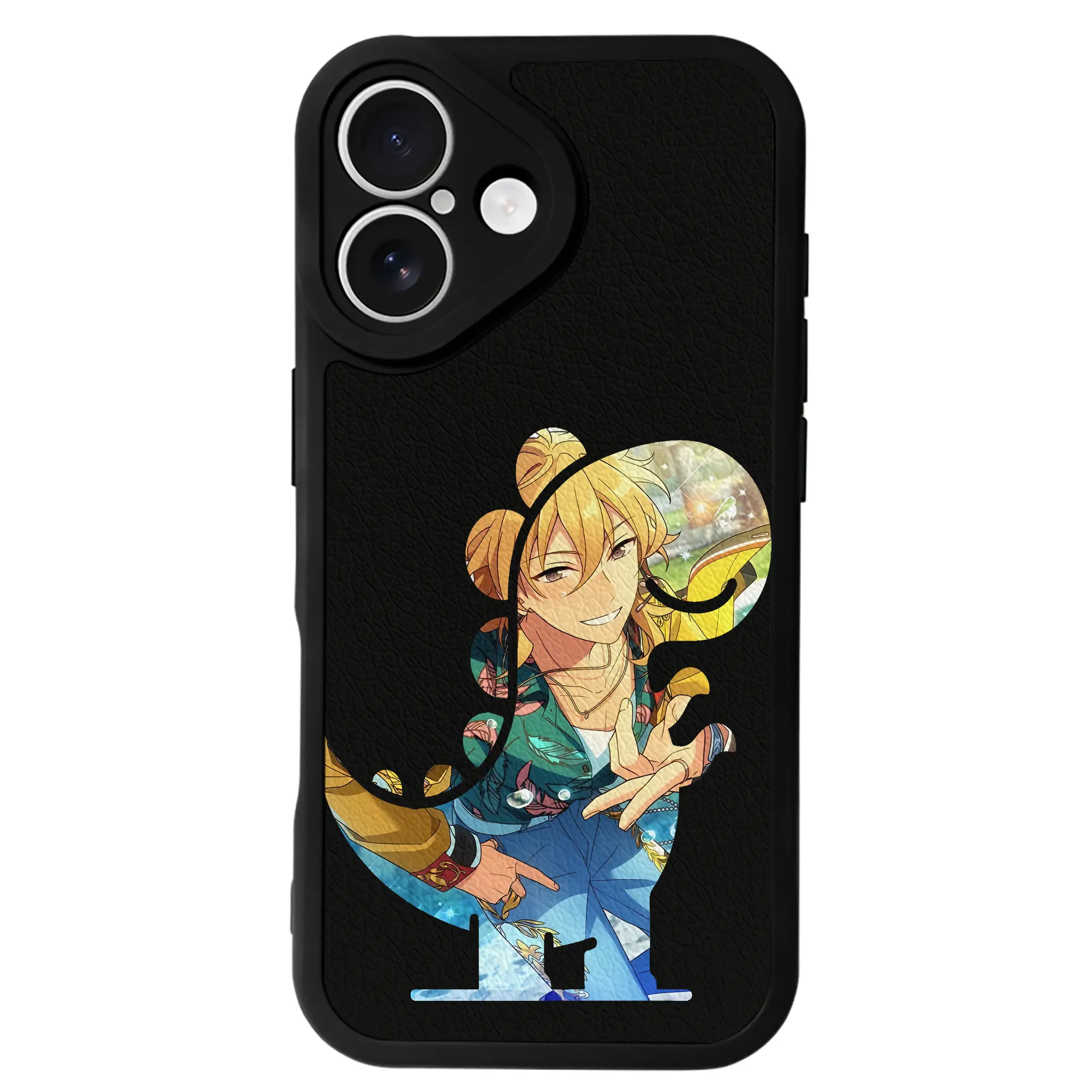 あんさん ぶる グッズ UNDEAD 羽風薫 - IPhone 16シリーズ対応 ・ シリコンスマホケース ・ レザー調 ・ 高精度フィット ・ 耐衝撃 ・ ワイヤレス充電対応 ・ 精密カット